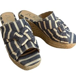 Sugar Harlem Blue Knot Platform Wedge Sandals